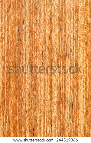Close up detail view of a textured teak wood background with a golden rich color. Carpentry and organic natural materials and pattern backdrop. Full frame cut of wood with vertical lines and knots.