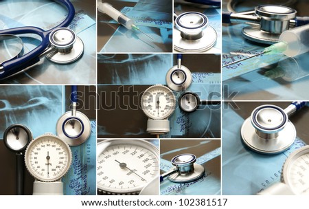 Collage with medical stuff