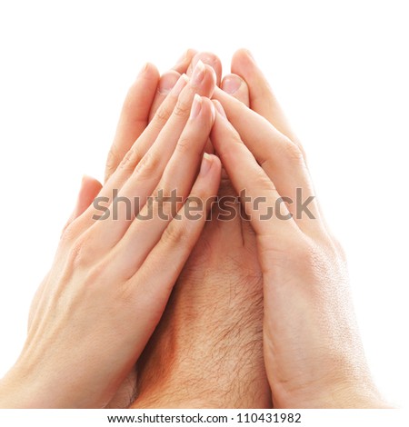 Hands isolated over white background