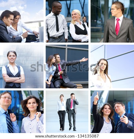 Business, time, money, people and success: collage made of many different pictures