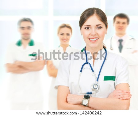Group of smart and confident hospital workers