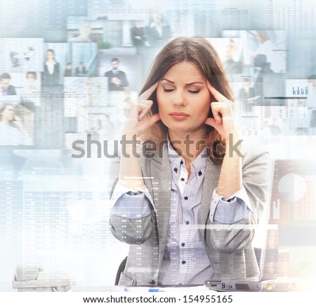 Young and attractive business woman in stress