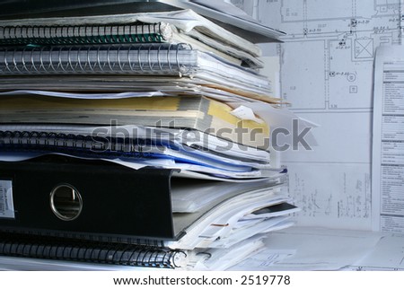 A lot of documents in office on table