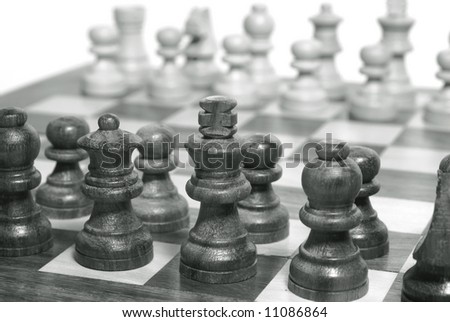 Chess set composition over white background