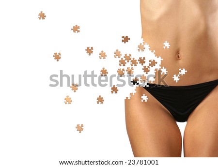 stock photo Puzzle made of sexy belly isolated on white