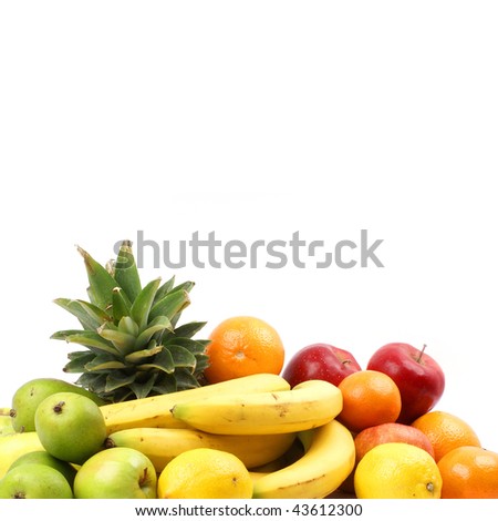 Set of different bright tasty fruits isolated on white