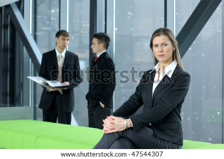 Business team over office background