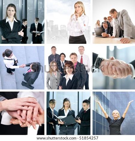 Business collage made of nine business pictures