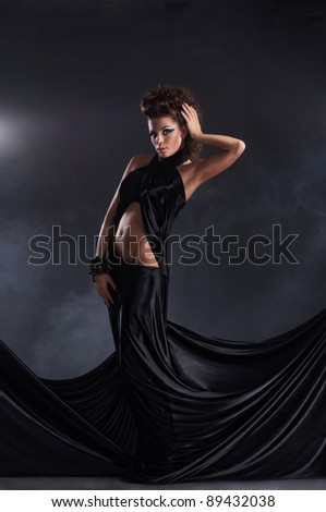 Sexy woman in black dress