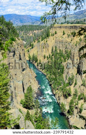 Calcite Springs near Tower Rosevelt in Yellowstone national park in summer