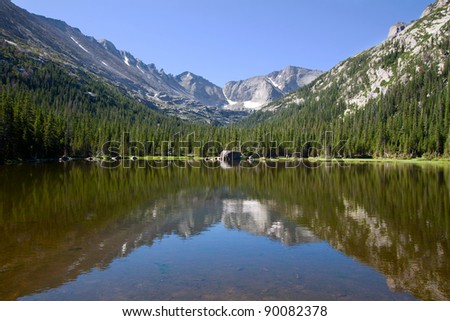 Jewel Lake in Rocky Mountains National Park, Colorado in summer