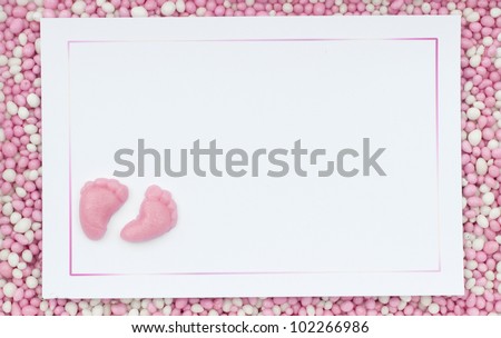 newborn baby card with Dutch mouse candy and newborn feet