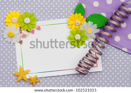 purple spring easter card background with flowers