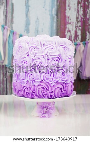 purple birthday rosette cake