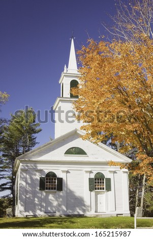 Old country church in fall Maine.