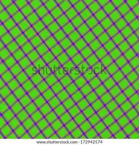 Brightly colored green blue and pink plaid design cloth background.