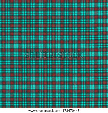 Teal red and black plaid design textile background.