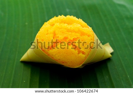 Thai sweets On Leaf of banana