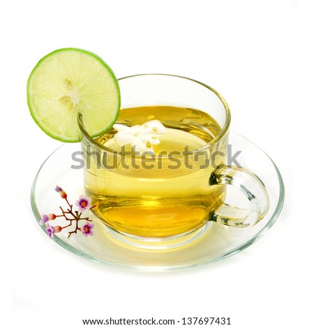 Flower tea mix honey and lemon.