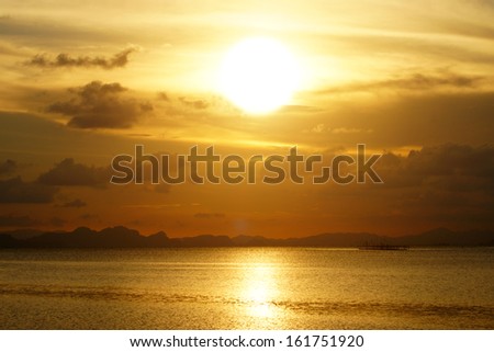 Beautiful sunset above the lake