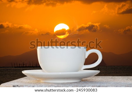 morning coffee and sunrise