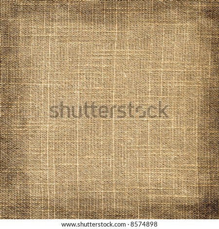 Grunge sepia canvas texture with border