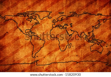 World map with warning stripes. Map backgrounds.