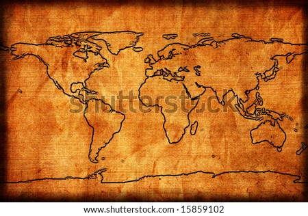 Aged world map. Map backgrounds.