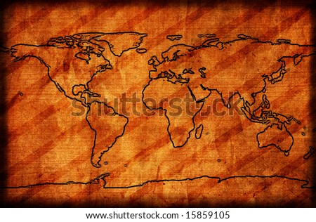 Abstract world map with warning  stripes. Map backgrounds.