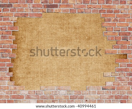 Old canvas with brick wall border