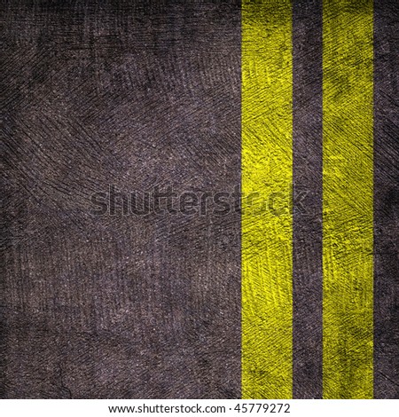 Two yellow lines on asphalt texture