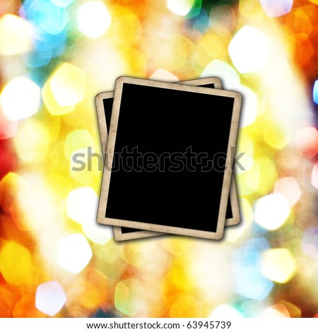 Photo frame on holiday lights background