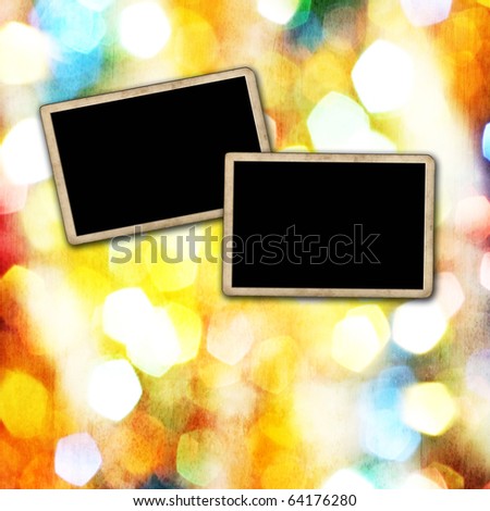 Photo frames on holiday lights background