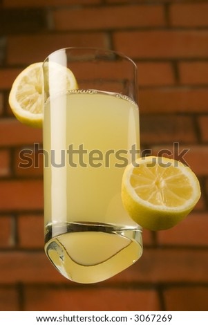 lemon cut with glass