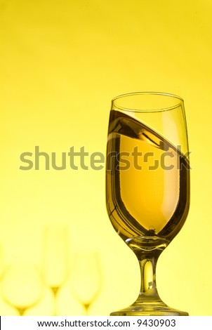 White wine in yellow