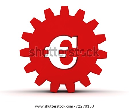 red euro sign. stock photo : red gear with a euro sign