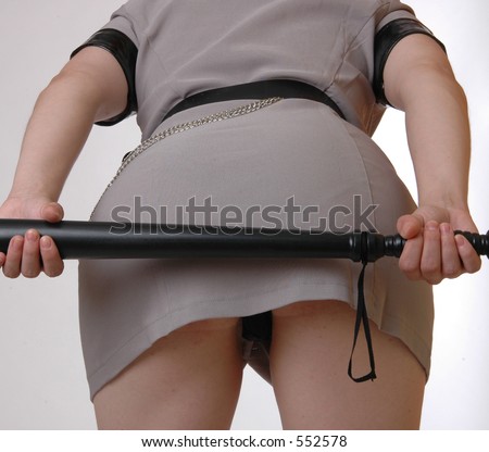 stock photo girl bent over with night stick up close girls bent over