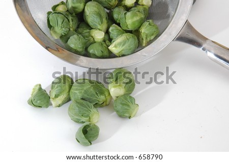 brussels sprouts in a strainer