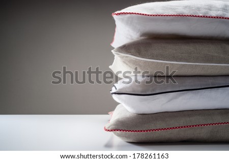 Stack of linen pillows
