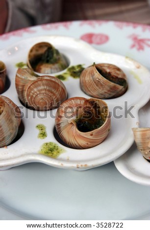 Snails prepared by the cook at restaurant