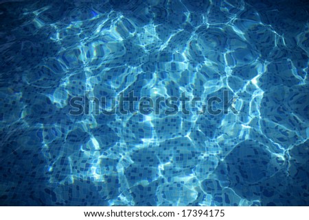Solar patches of light on water in pool