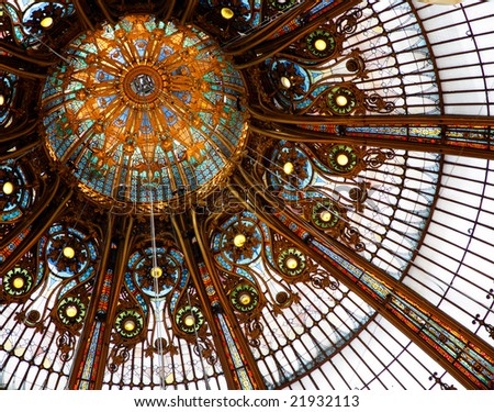 Beautiful ceiling in shop Galleries Lafayette, Paris