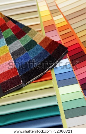 Color samples of a fabric in shop