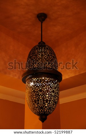 Lantern in east style hanging on a ceiling