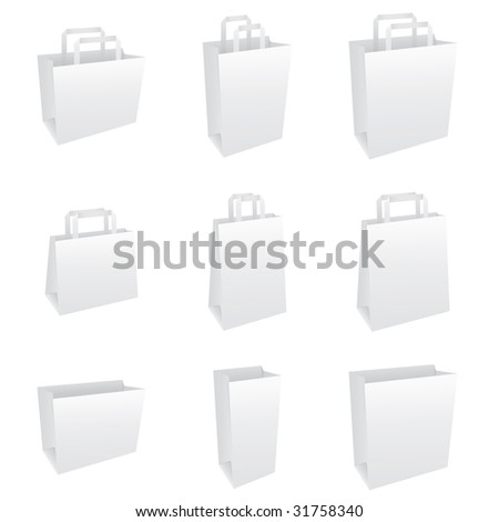 blank paper bag. Blank white paper bag set