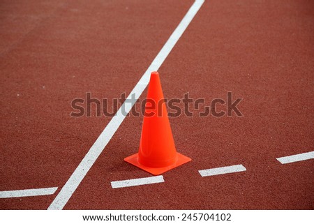 The cone on the running track at indoor stadium