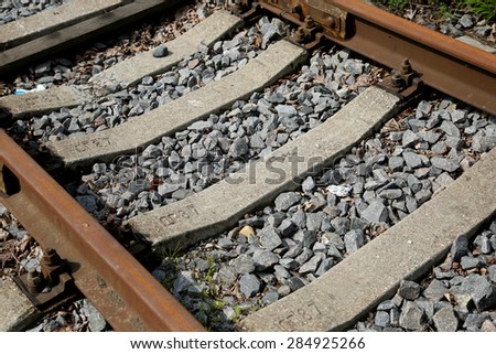 Unused railway track. Pattern of transport way