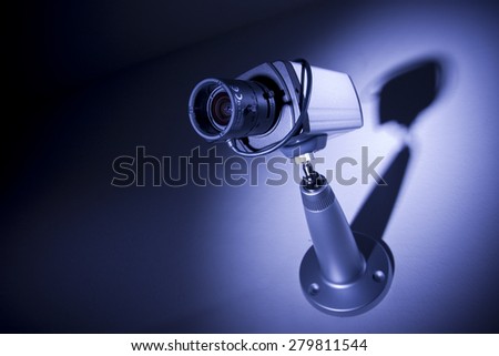 Security camera monitors at night