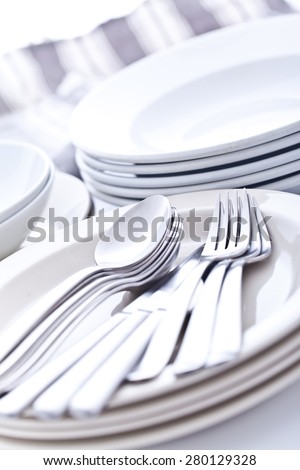 Set of dishes on the table