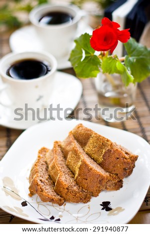 Dry cake and coffee at the party